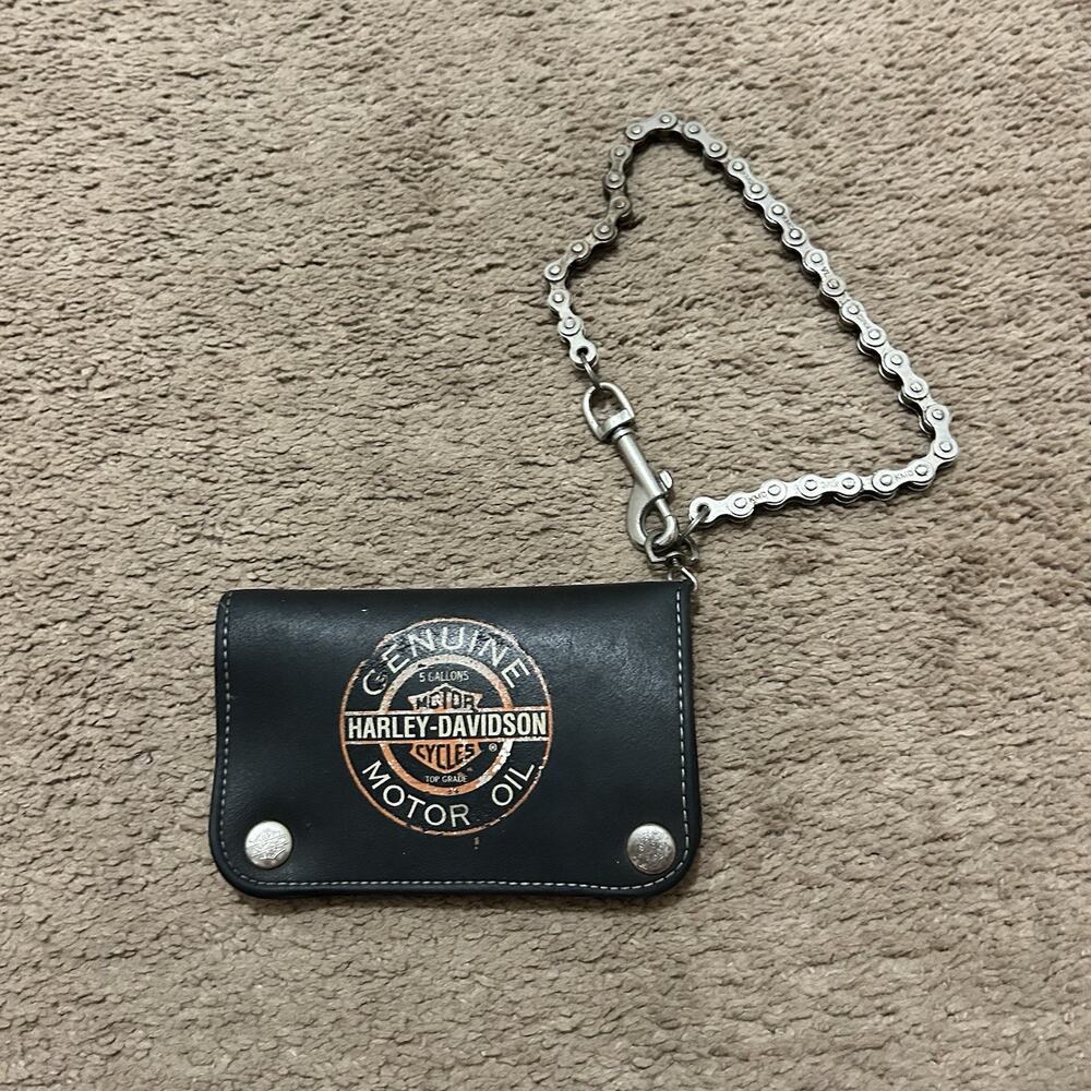 Harley Davidson Littlearth Recycled Rubber Chain Wallet Black Biker Bar Shield